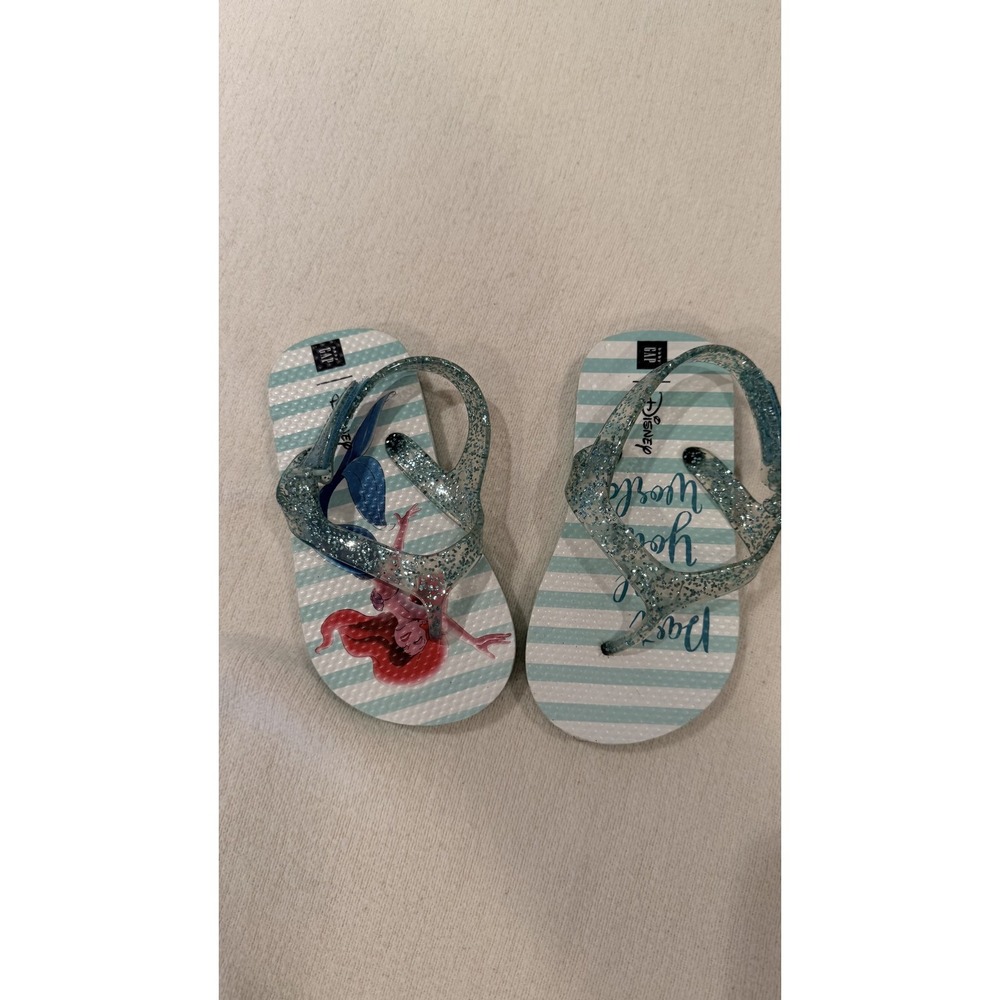 Baby GAP Sandals Girls Size 8 Ariel Disney Little Mermaid Glitter Flip Flops